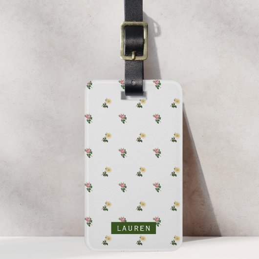 Vintages Blumenmuster Personalisierte Gepäckmarke Gepäckanhänger