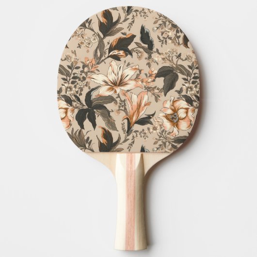 Vintages Blumenmuster Ping Pong Paddle Tischtennis Schläger (Vorderseite)