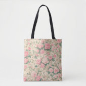 Vintages Blumenmuster - rosa Rosenmuster Tasche (Vorderseite)