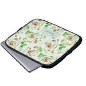 Vintages Blumenmuster Rosen Personalisiert Laptopschutzhülle (Vorne Knopf)