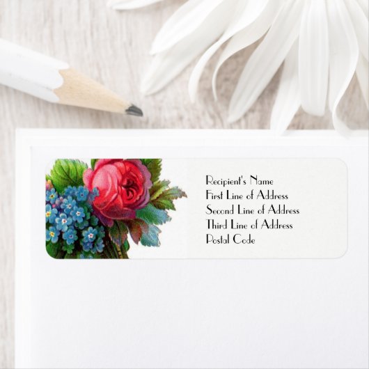 Vintages Blumenmuster Rücksendeadresse Postleitzah (Insitu)