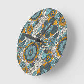 Vintages Blumenmuster Runde Wanduhr (Winkel)