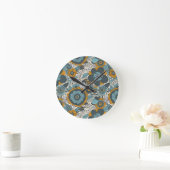 Vintages Blumenmuster Runde Wanduhr (Zuhause)