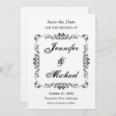 Vintages Blumenmuster Save the Date Hochzeit (Vorne/Hinten)