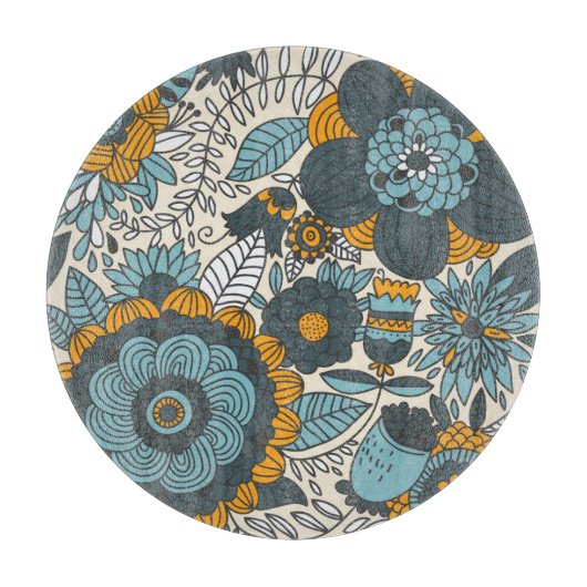 Vintages Blumenmuster Schneidebrett (Vorderseite)