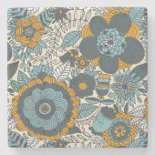 Vintages Blumenmuster Steinuntersetzer (Vorderseite)