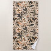 Vintages Blumenmuster Strandtuch (Vorderseite)