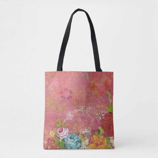 Vintages Blumenmuster Tasche (Vorderseite)