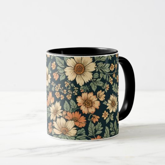 Vintages Blumenmuster Tasse (VorderseiteRechts)