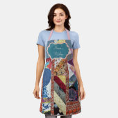 Vintages Blumenmuster und blaues Patchwork Schürze (Getragen)