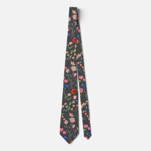 Vintages Blumenmuster VCFP2301. DGrey BG Krawatte