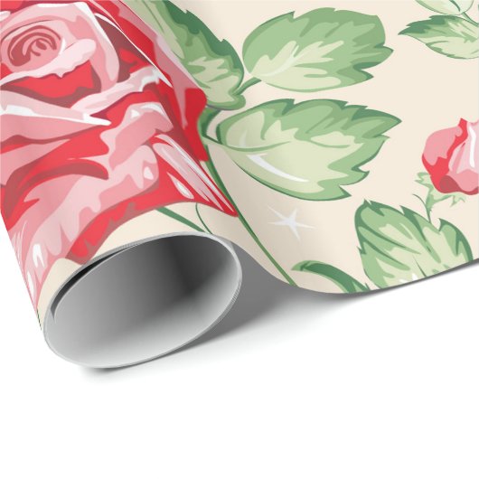 Vintages Blumenmuster-Verpackungs-Papier Geschenkpapier (Rolleneckpunkt)