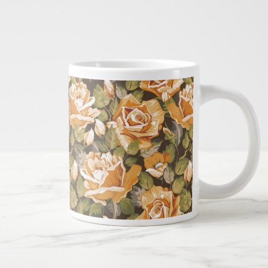 Vintages Blumenmuster von Gelbrosen Jumbo-Tasse (Rechts)