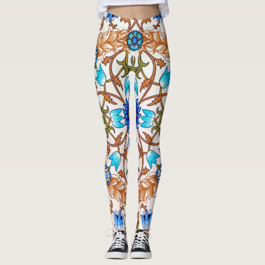 Vintages Blumenmuster, William Morris Leggings (Vorderseite)