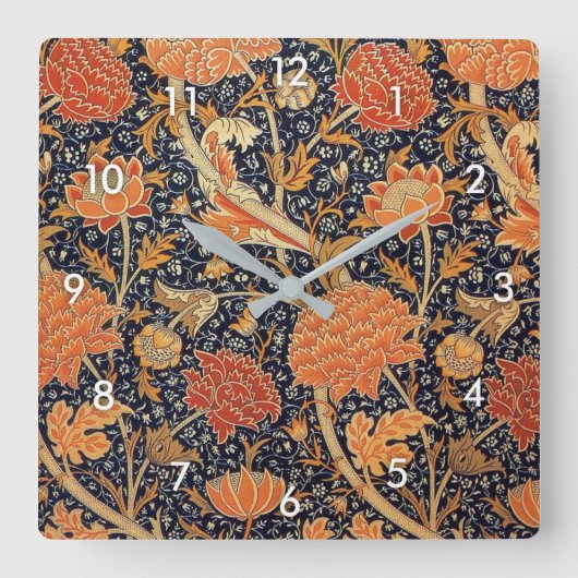 Vintages Blumenmuster, William Morris Quadratische Wanduhr (Vorderseite)