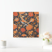 Vintages Blumenmuster, William Morris Quadratische Wanduhr (Zuhause)