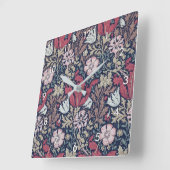 Vintages Blumenmuster, William Morris Quadratische Wanduhr (Winkel)