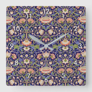 Vintages Blumenmuster, William Morris Quadratische Wanduhr