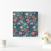 Vintages Blumenmuster, William Morris Quadratische Wanduhr (Zuhause)