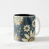 Vintages Blumenmuster Zweifarbige Tasse (VorderseiteRechts)