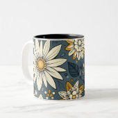 Vintages Blumenmuster Zweifarbige Tasse (Vorderseite Links)