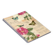 Vintages Blumennotizbuch mit Rosen und Notizblock (Rechte Seite)