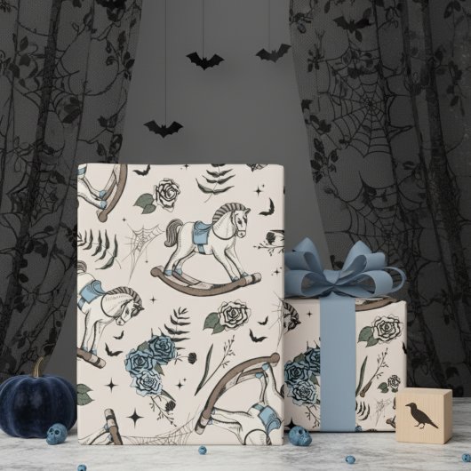 Vintages Blumenrockpferdmuster Geschenkpapier