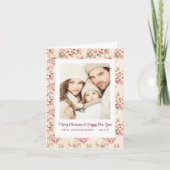 Vintages Blumenrosa Weihnachten individuell anpass Karte (Vorderseite)