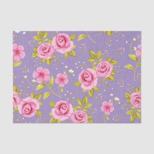 Vintages BlumenRosen-Rosa-lila Muster Seidenpapier