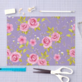 Vintages BlumenRosen-Rosa-lila Muster Seidenpapier (Handwerk)