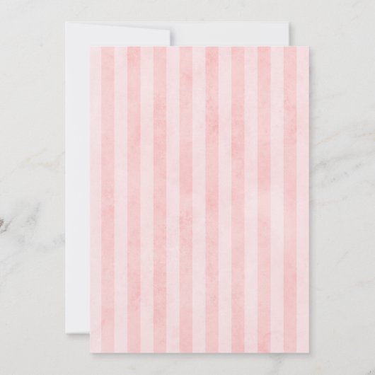 Vintages Blumenrot Rosa Streifen Brautparty Einladung (Rückseite)