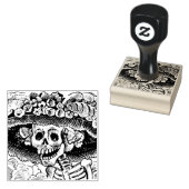 Vintages Blumenschädel Halloween Gummistempel (Stempel)