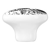 Vintages Blumenschädel Halloween Keramikknauf (Seitenansicht)