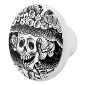 Vintages Blumenschädel Halloween Keramikknauf (Rechts)