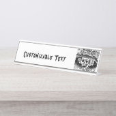 Vintages Blumenschädel Halloween Schreibtischnamensplakette (Vorderseite )