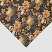 Vintages Blumenschädel Halloween Seidenpapier (Ausschnitt)