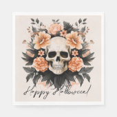 Vintages Blumenschädel Halloween Serviette (Vorderseite)