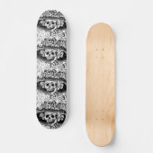 Vintages Blumenschädel Halloween Skateboard (Vorderseite)