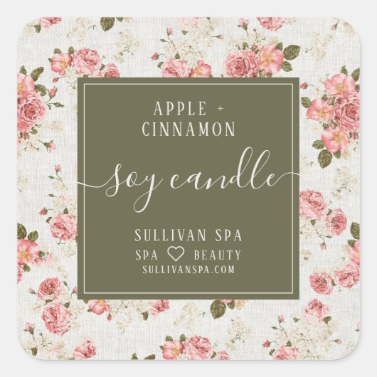 Vintages Blumensoy-Etikett Quadratischer Aufkleber (Vorderseite)