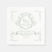 Vintages Blumenstrauß Chinoiserie Rodelbahn Serviette (Vorderseite)