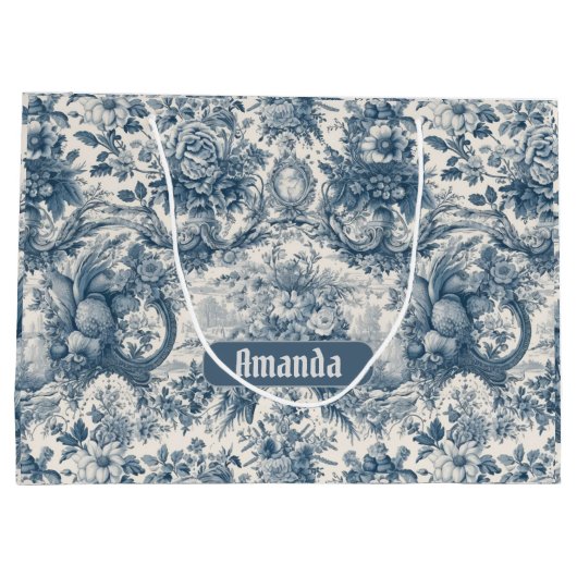 Vintages Blumenstrauß Große Geschenktüte (Rückseite)