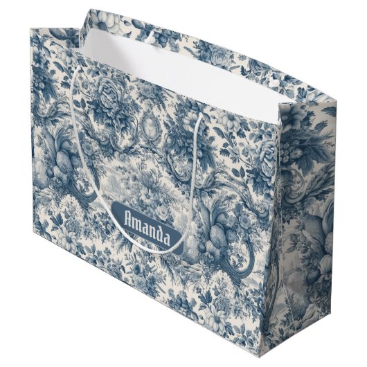 Vintages Blumenstrauß Große Geschenktüte (Rückseite Schrägansicht)