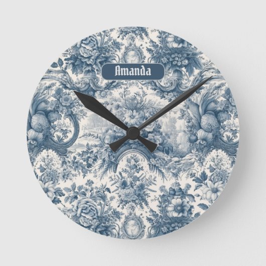 Vintages Blumenstrauß Runde Wanduhr (Vorderseite)