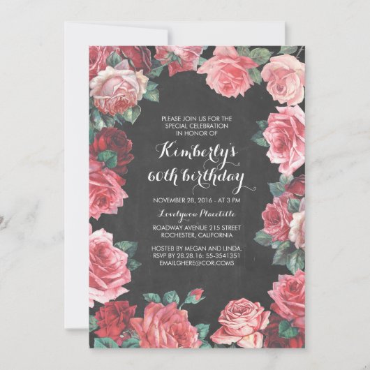 Vintages Blumentafelgeburtstags-Party Einladung (Vorderseite)