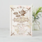 Vintages Blumentee-Party Brautparty Einladungen (Stehend Vorderseite)