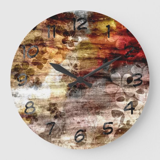 Vintages Blumenwald Große Wanduhr (Vorderseite)