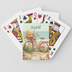 Vintages Blumenwasser Tropisches Strandbike Spielkarten