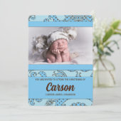 Vintages Blumenwein und Blau Einladung (Stehend Vorderseite)