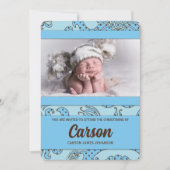 Vintages Blumenwein und Blau Einladung (Vorderseite)