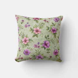 "Vintages Blumenwirbelkissen auf Grün" Kissen
